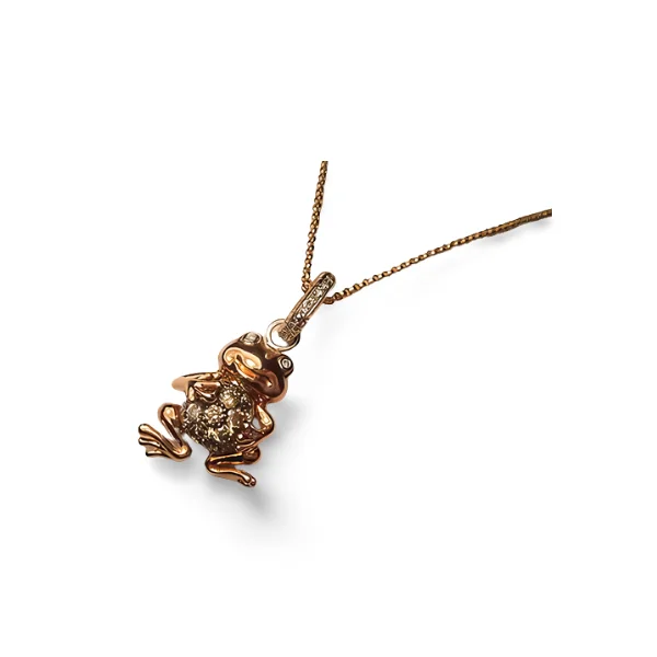 Ladies Necklaces for Mom Spark-Whimsical 14K Pink Rose Gold Designer Diamond Toad Frog Pendant Necklace