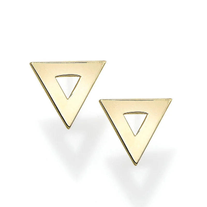 Ladies standout bold earrings -14kt Yellow Gold Polished Triangle Post Earring with Push Back Clasp ER8800