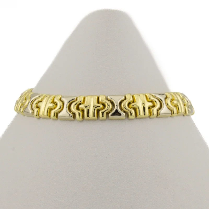 minimalist dot bracelets for women -8.4mm Wide Fancy Fashion Link Bracelet 7.25" in 18K Yellow Gold