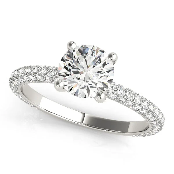 Ladies delicate eternity wedding rings -Pave Diamond Engagement Ring