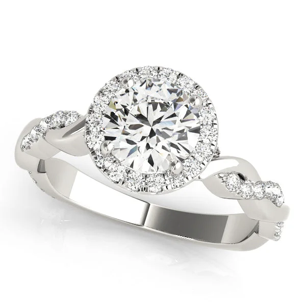 Ladies classic stack wedding rings -Halo Diamond Engagement Ring