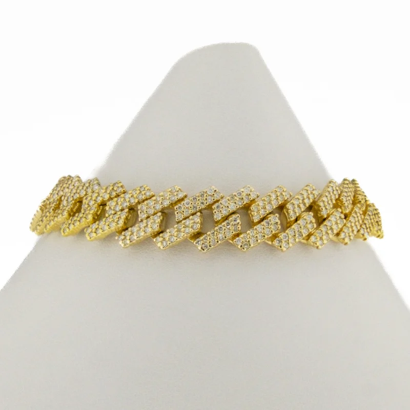 ladies gold bracelets celestial motifs -4.00ctw Multi Diamond 7" Curb Bracelet in 14K Yellow Gold