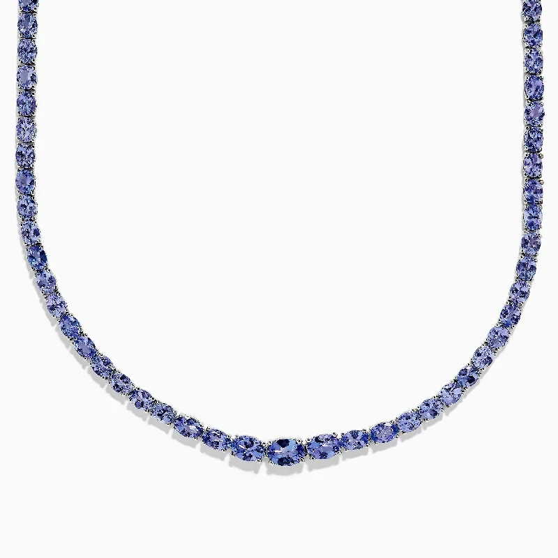 Ladies Necklaces for Dream Glow-Nahla Siri Sterling Silver Tanzanite Necklace, 27.69 TCW