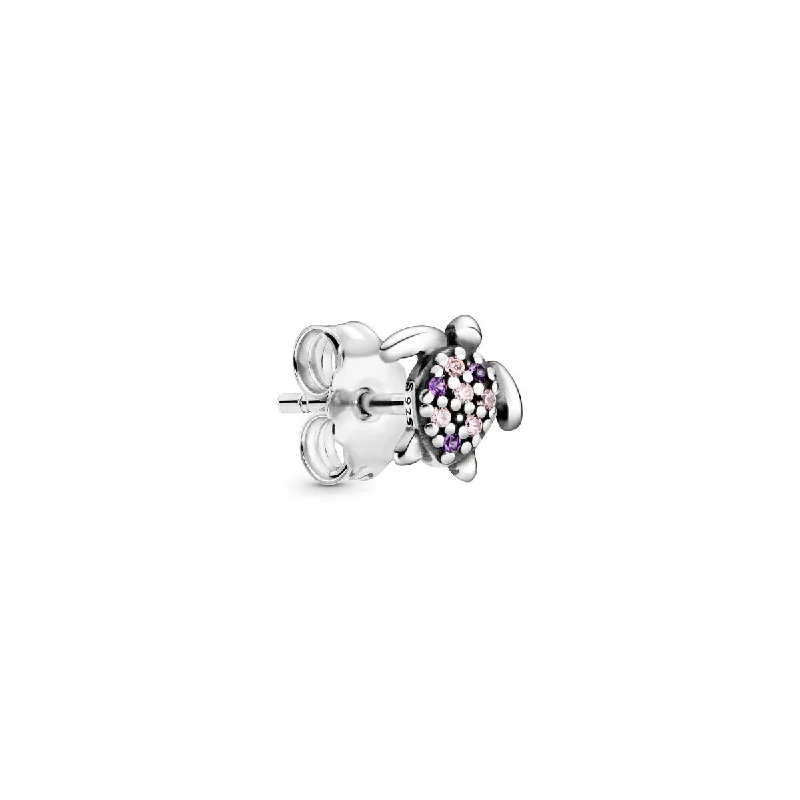 Ladies modern edge earrings -Pandora My Sea Turtle Single Stud Earring