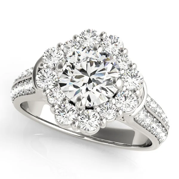 Ladies wildlife charm wedding rings -Halo Diamond Engagement Ring