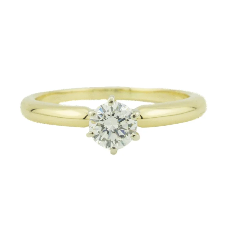 Ladies distinctive unique wedding rings -0.55ctw Round Brilliant Solitaire Diamond Engagement Ring in 14K Two-Tone Gold Size 7.5