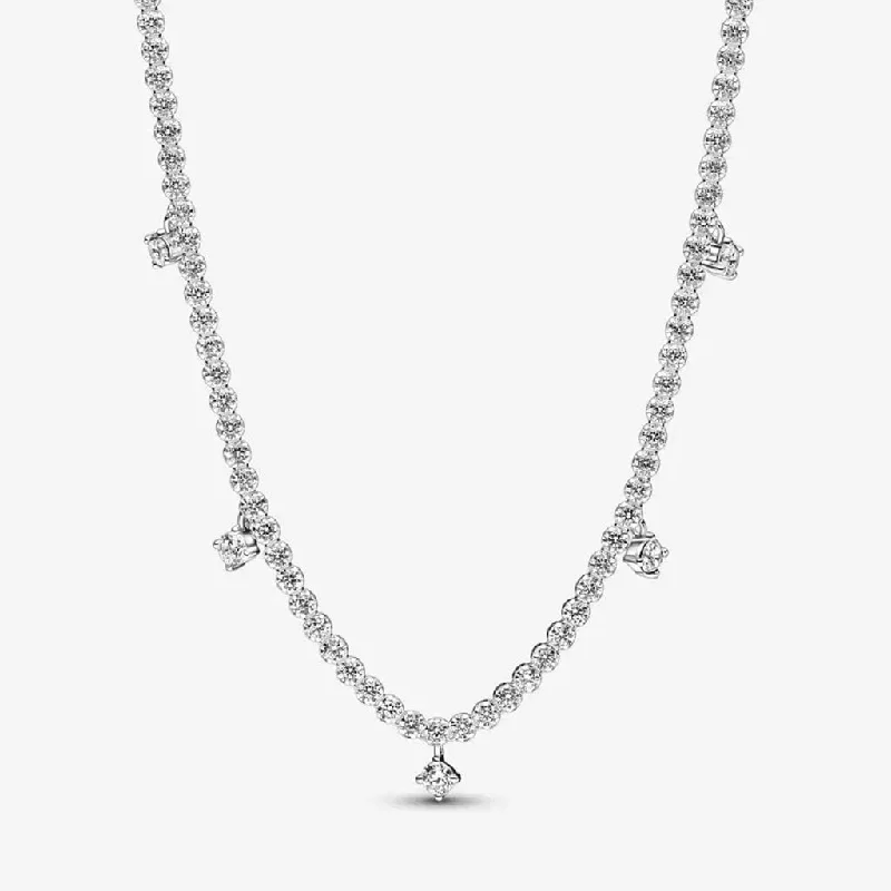 Ladies Necklaces with Initial Shine-PANDORA : Sparkling Drop Collier Necklace (16.9")