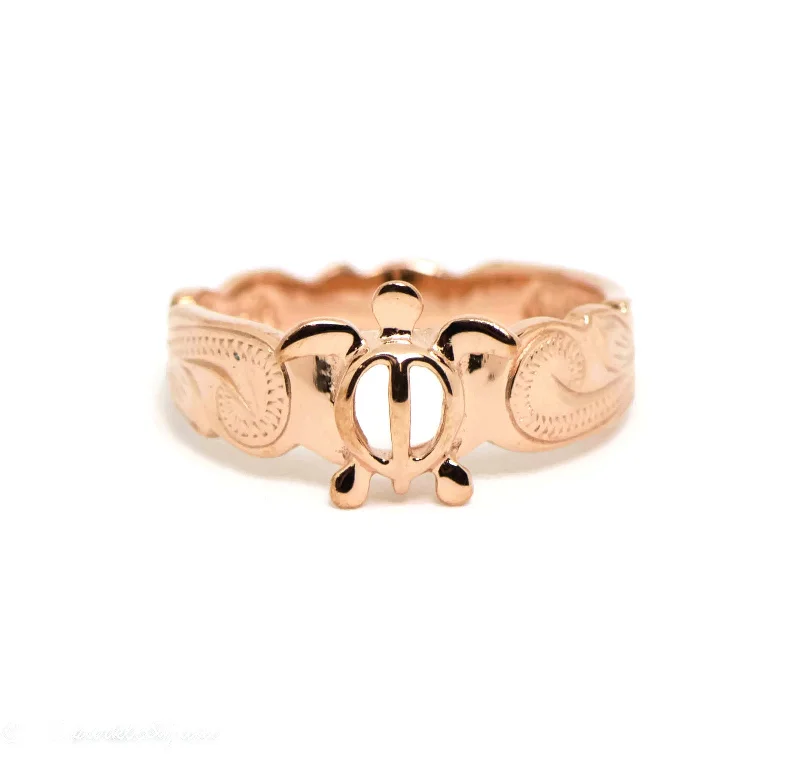 Ladies fluttering butterfly rings -Rose Gold Sterling Silver Honu Turtle Scroll Ring