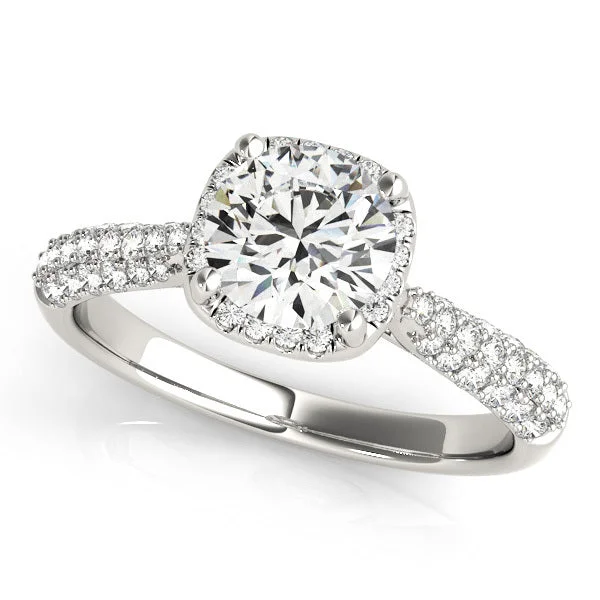 Ladies fairy glow wedding rings -Halo Diamond Engagement Ring