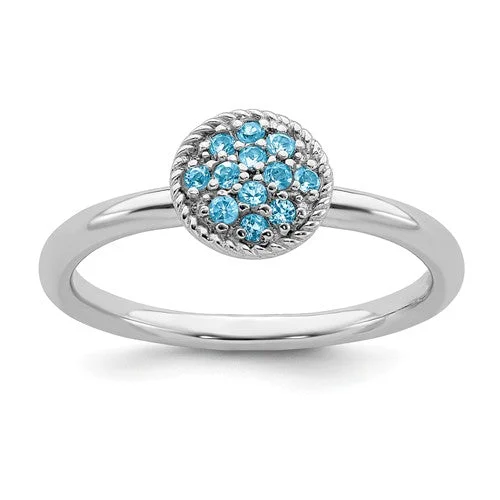 Ladies smooth glide rings -Sterling Silver Stackable Expressions Blue Topaz Ring