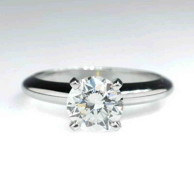 Ladies gem burst wedding rings -0.95ct Round Diamond Solitaire Engagement Ring in 950 Platinum