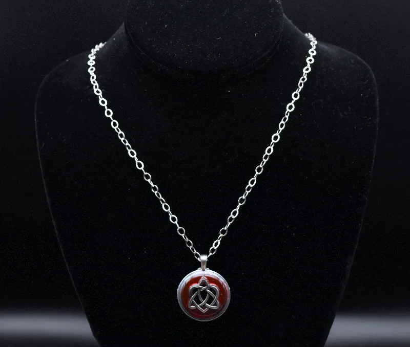 Ladies Necklaces with Black Onyx-Vintage Heart Celtic Knot Pendant on Sterling Silver Chain Necklace - 20.5"