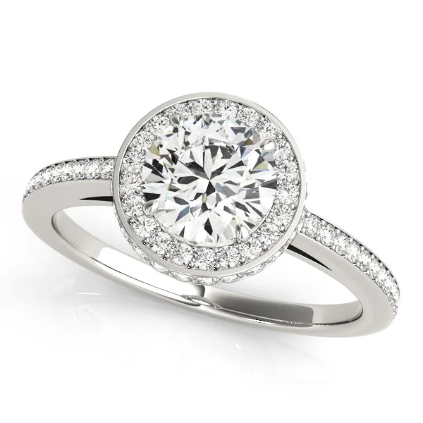 Ladies family glow wedding rings -Halo Diamond Engagement Ring