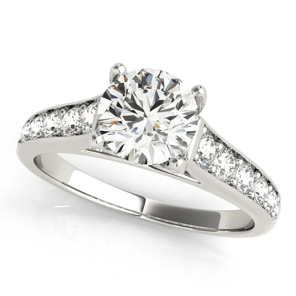 Ladies aged metal wedding rings -Single Row Diamond Engagement Ring