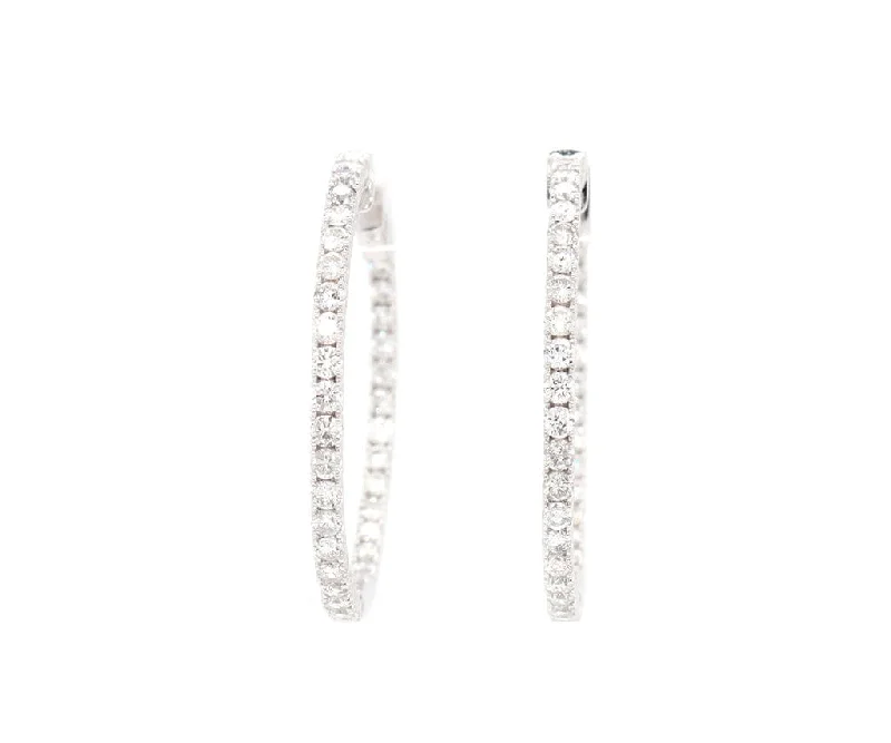 Ladies twisted knot earrings -New 2.74ctw Diamond Inside Out Hoop Earrings in 14K