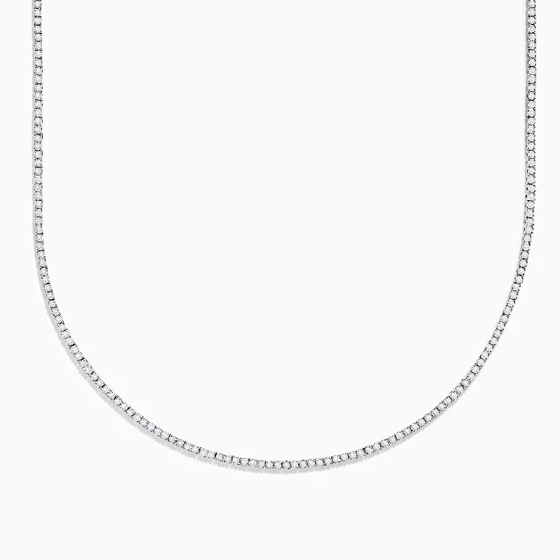 Ladies Necklaces with Sky Topaz-14 Karat White Gold Diamond Tennis Necklace