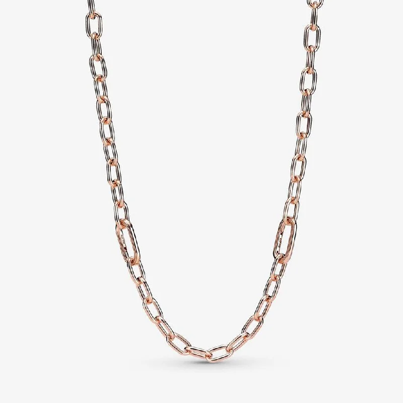 Ladies Necklaces Sterling Shine-PANDORA : Pandora ME Link Chain Necklace with 2 Connectors in Rose Gold - 19.7"