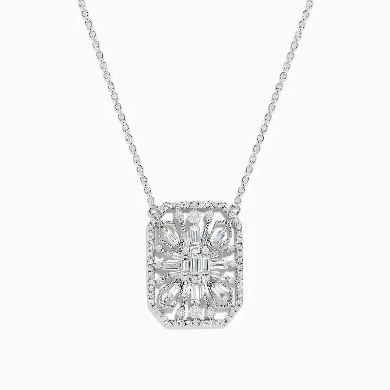 Ladies Necklaces for Nurse Shine-Pave Classica 14K White Gold Diamond Necklace