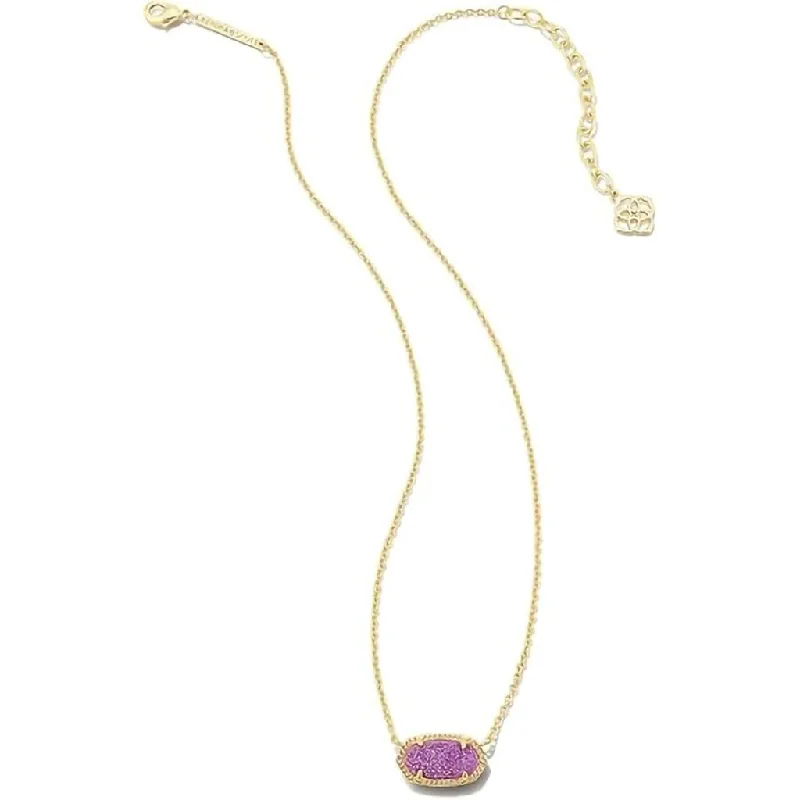 Ladies Necklaces with Aqua Variscite-Kendra Scott : Elisa Gold Pendant Necklace in Mulberry Drusy