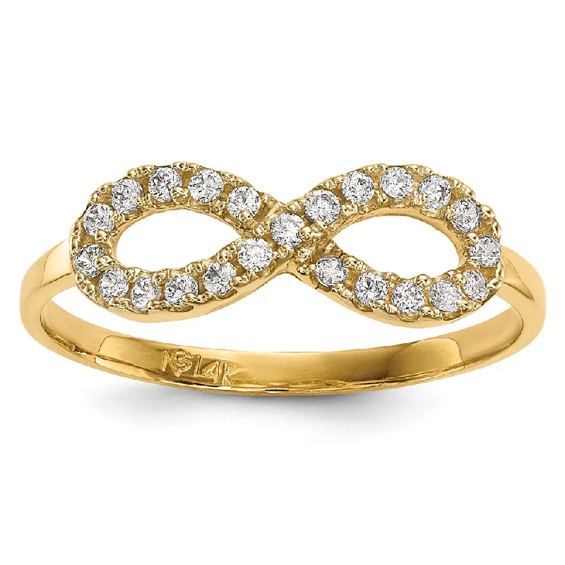 Ladies sleek midi rings -14k Yellow Gold CZ Infinity Symbol Ring