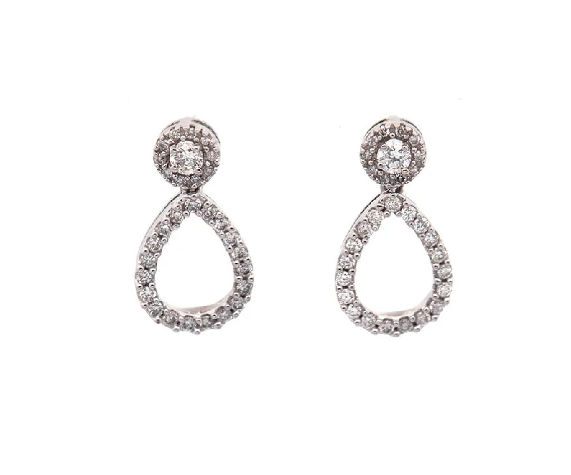 Ladies ethnic weave earrings -0.65ctw Diamond Teardrop Shaped Drop Earrings in 14K