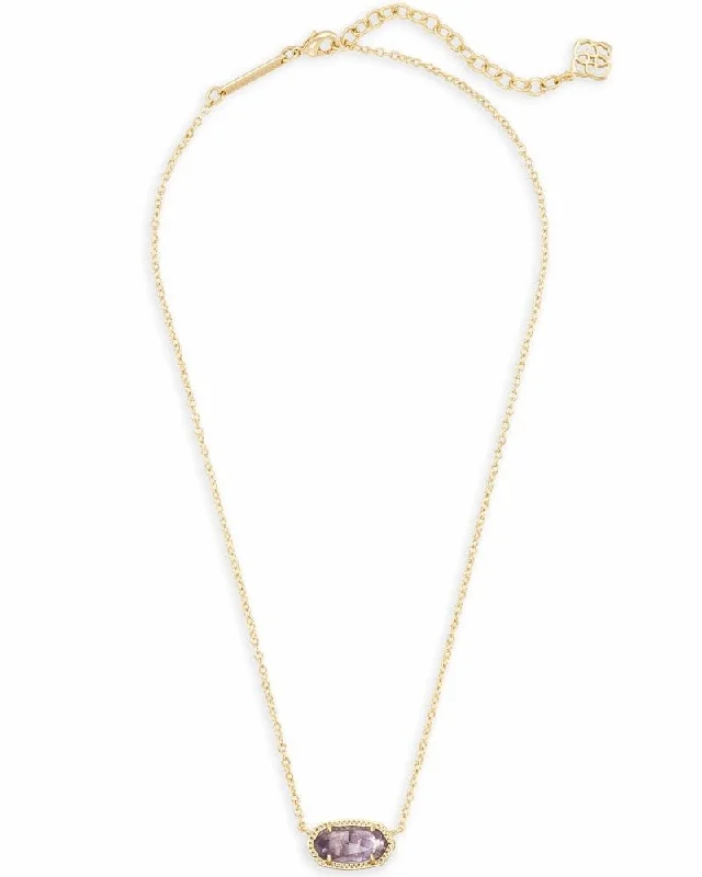 Ladies Necklaces Slim Shine-Kendra Scott : Elisa Gold Pendant Necklace in Amethyst