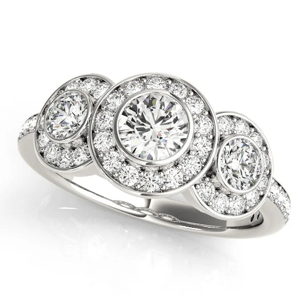 Ladies shimmering silver wedding rings -Three Stone Diamond Engagement Ring