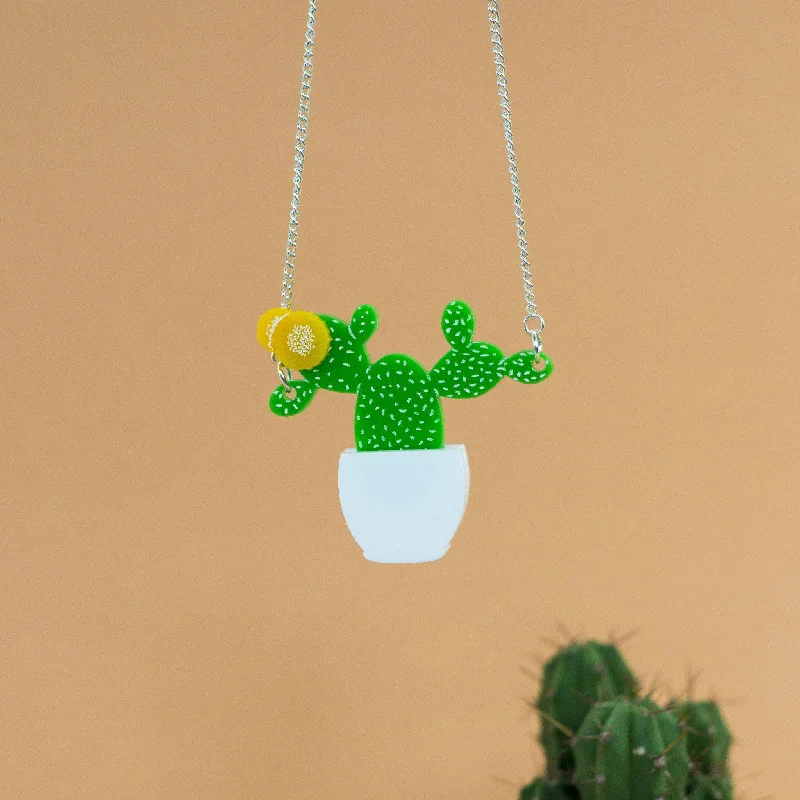 Ladies Necklaces with White Leucite-Prickly Pear Cactus Necklace