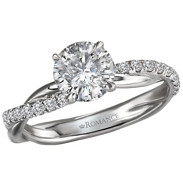 Ladies inscribed personalized wedding rings -Semi-Mount Diamond Engagement Ring