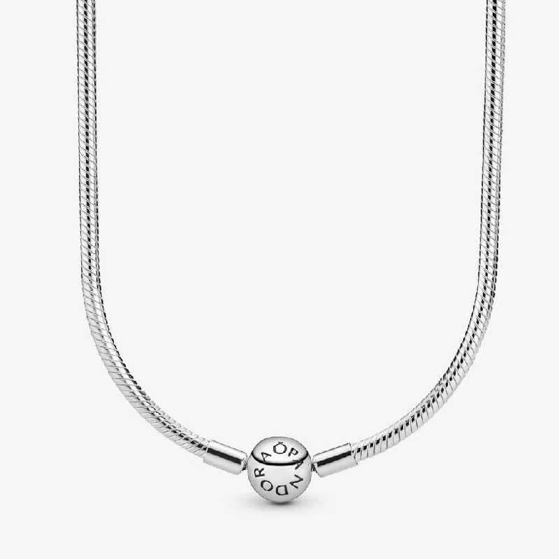 Ladies Necklaces Dark Glow-PANDORA : Pandora Moments Snake Chain Necklace (16")