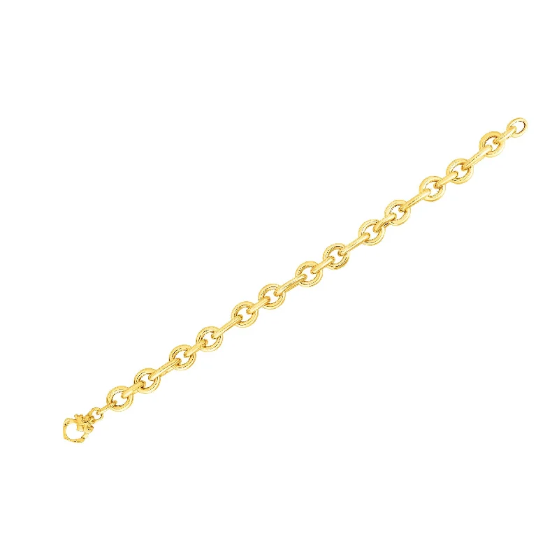 ladies party bracelets gold finish -14K Gold Three Round & One Oval Heritage Link Bracelet