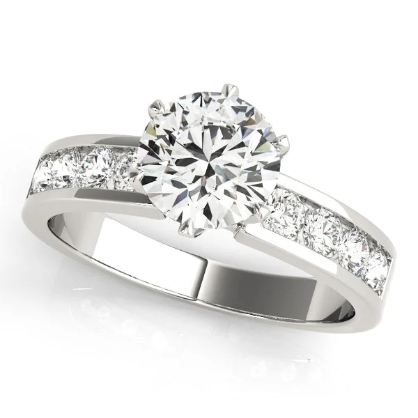 Ladies airy feather wedding rings -Single Row Diamond Engagement Ring