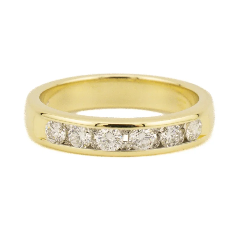 Ladies sunny yellow wedding rings -0.50ctw Diamond Accented Channel Set Wedding Band Ring in 14K Yellow Gold - Size 6