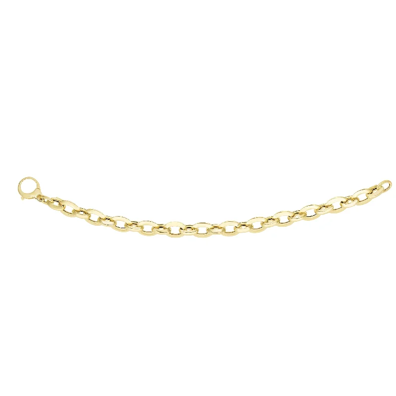 ladies chunky bracelets statement style -14K Gold Alternating Small & Medium Heritage Link Bracelet