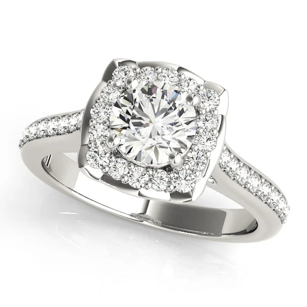 Ladies value sparkle wedding rings -Halo Diamond Engagement Ring