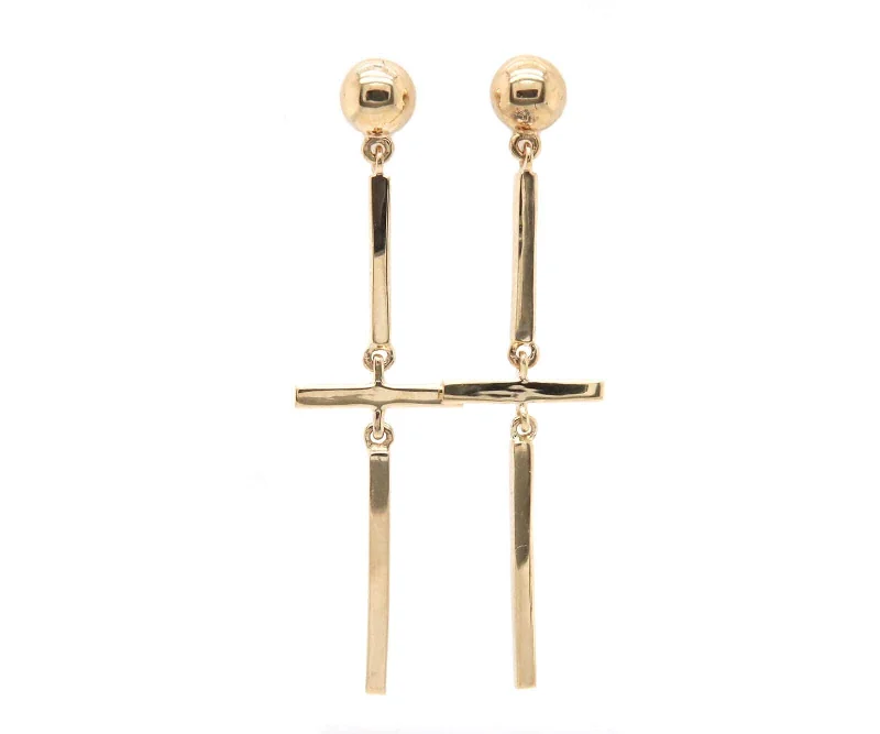 Ladies smooth glide earrings -Mociun Figure 6 Polished Dangle Earrings in 14K