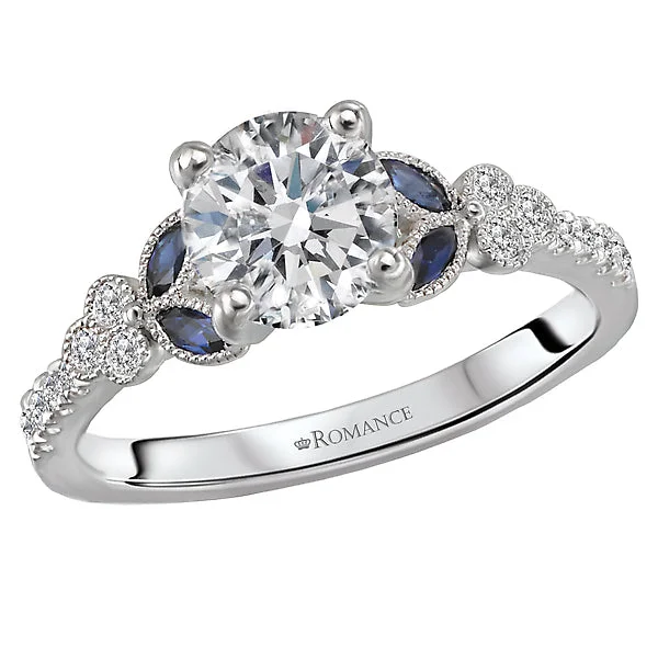 Ladies club vibe wedding rings -Sapphire and Diamond Semi-Mount Engagement Ring