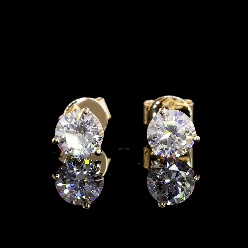 Ladies classic vintage earrings -14K Yellow Gold Lab Grown Round Diamond Martini Earrings ER977