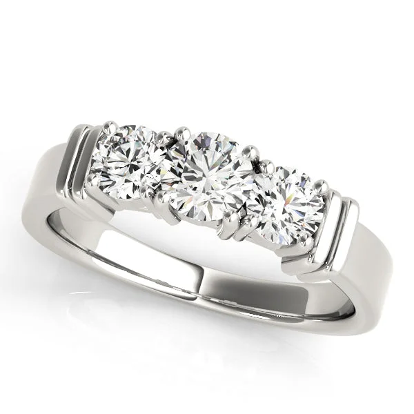 Ladies broad band wedding rings -Three Stone Diamond Engagement Ring