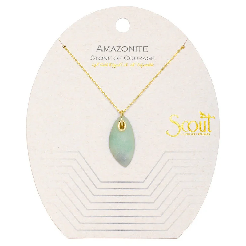 Ladies Necklaces for Kin Spark-Scout Curated Wears : Organic Stone Necklace Amazonite/Gold - Stone of Courage