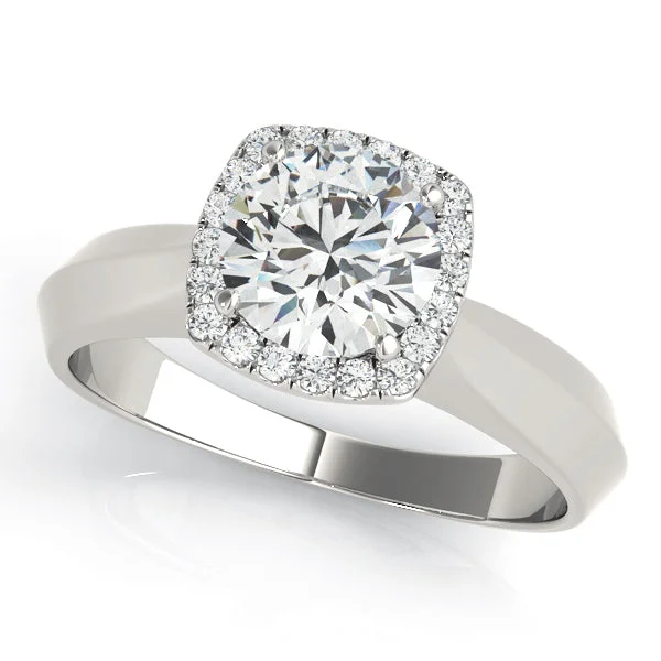 Ladies aged metal wedding rings -Halo Diamond Engagement Ring