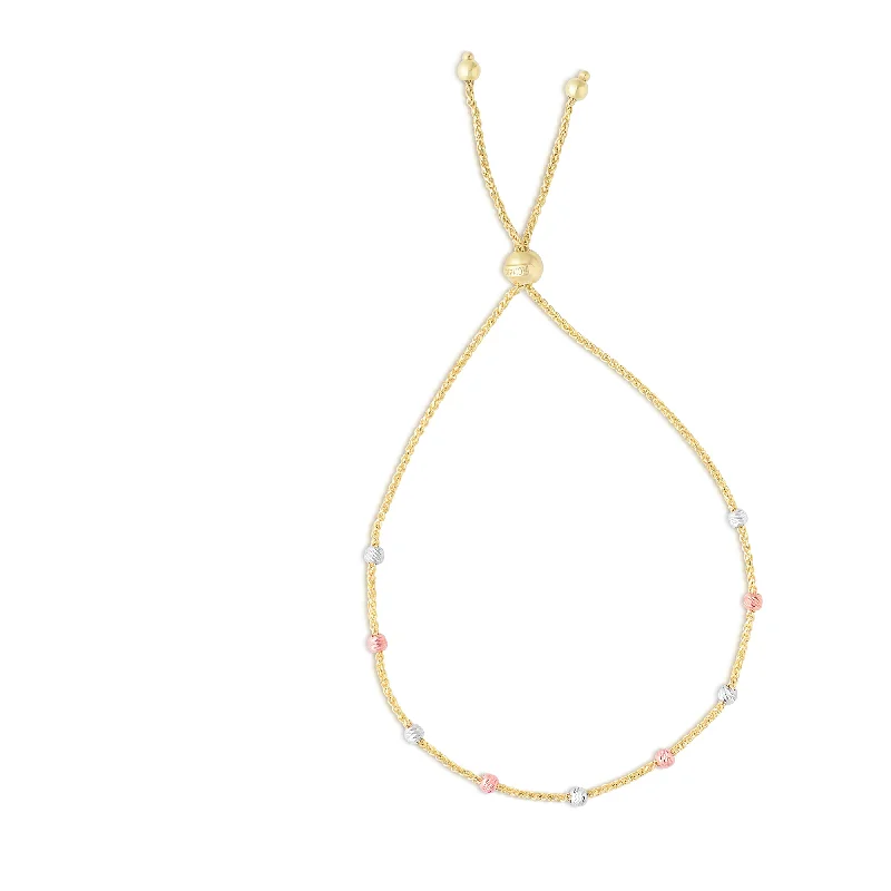 minimalist line bracelets for women -14K Gold Stationed Beads Friendship Bracelet