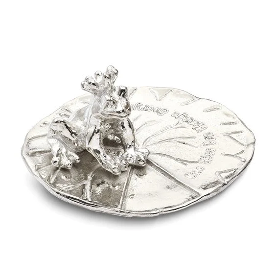 Ladies forest leaf rings -Pewter Tiny Gardens Frog Prince Ringholder