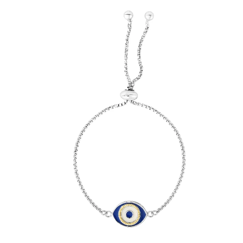 bracelets for women with birthstones -Sterling Silver Enamel Evil Eye Friendship Bracelet