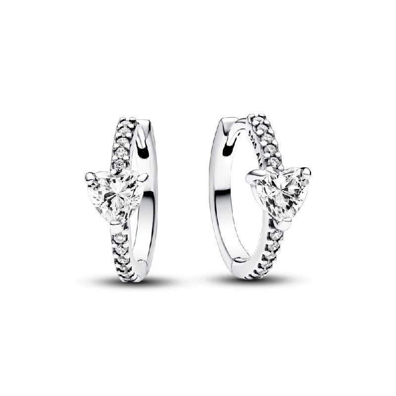 Ladies snowy white earrings -Sparkling Heart Hoop Earrings 293101C01