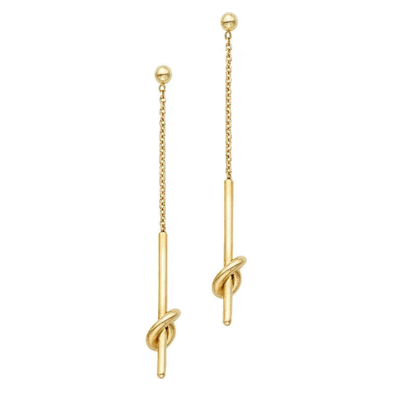 Ladies anniversary sparkle earrings -14K Yellow Gold Amore Knot Drop Earrings ER9028