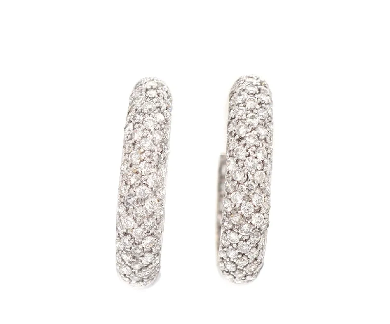 Ladies forest leaf earrings -2.00ctw Pave Diamond Inside Out Hoop Earrings in 18K