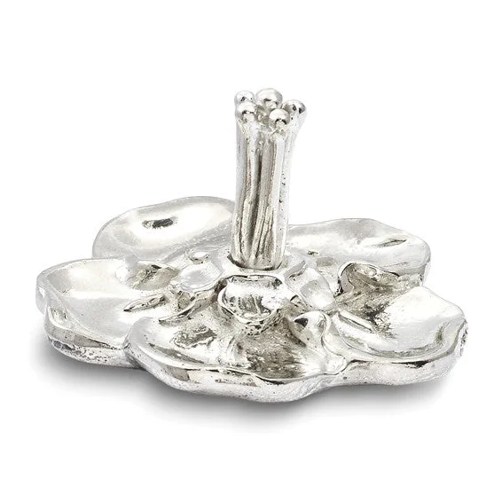 Ladies premium shine rings -Pewter Tiny Gardens Forget-Me-Not Ring Holder