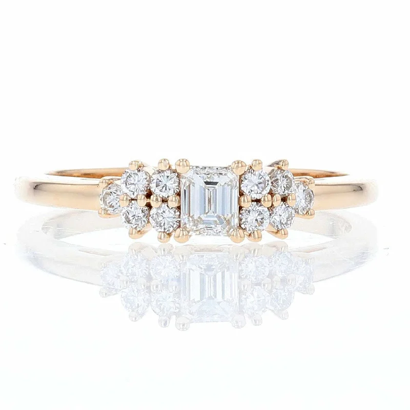 Ladies ceremonial glow wedding rings -Emerald Cut Cluster Diamond Engagement Ring