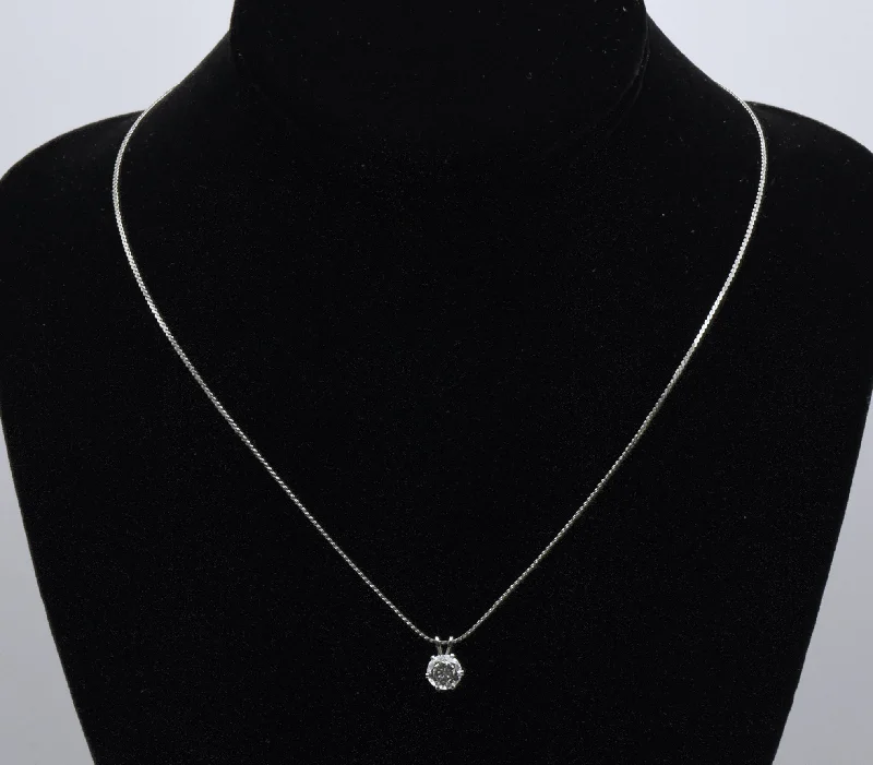 Ladies Necklaces with Sea Beryl-Cubic Zirconia Pendant on Chain Necklace - 17.75"